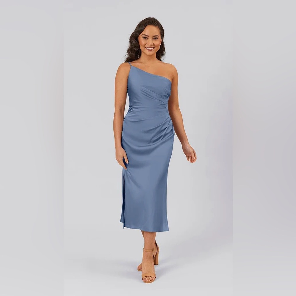 Kennedy Blue - Lexi Satin Midi Dusty Blue Size 8
